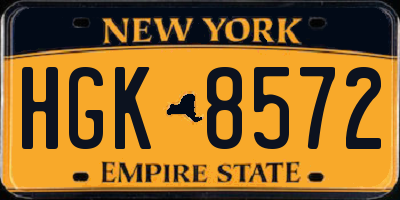 NY license plate HGK8572