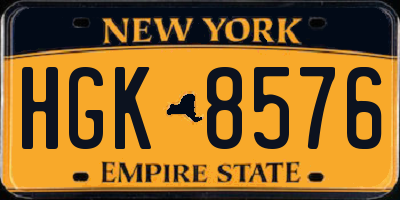 NY license plate HGK8576