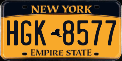 NY license plate HGK8577