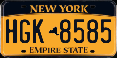 NY license plate HGK8585