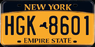 NY license plate HGK8601