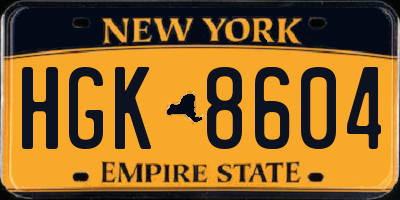 NY license plate HGK8604