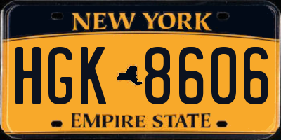 NY license plate HGK8606