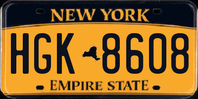 NY license plate HGK8608