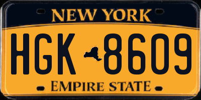 NY license plate HGK8609