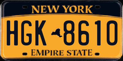 NY license plate HGK8610