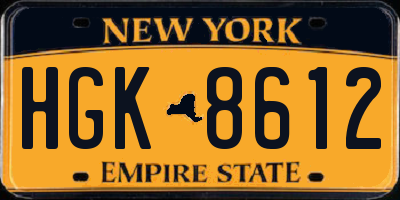 NY license plate HGK8612