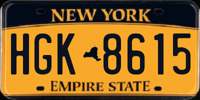 NY license plate HGK8615