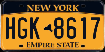 NY license plate HGK8617