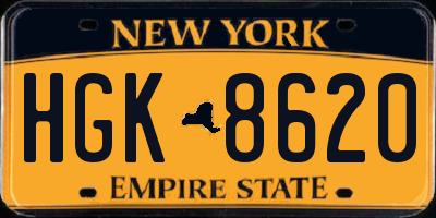 NY license plate HGK8620
