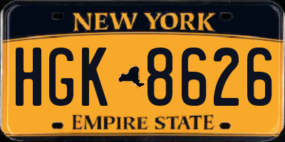 NY license plate HGK8626