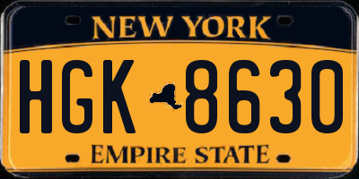 NY license plate HGK8630