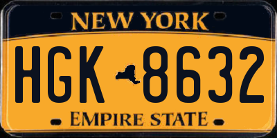 NY license plate HGK8632