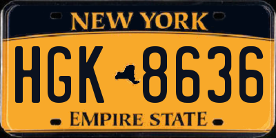 NY license plate HGK8636