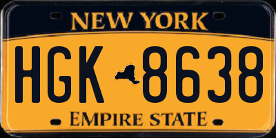 NY license plate HGK8638