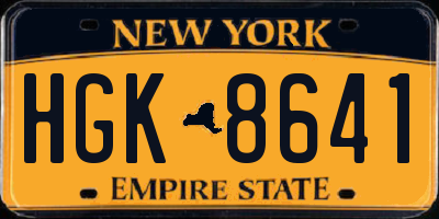 NY license plate HGK8641