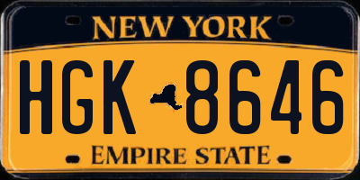 NY license plate HGK8646