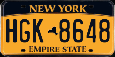 NY license plate HGK8648