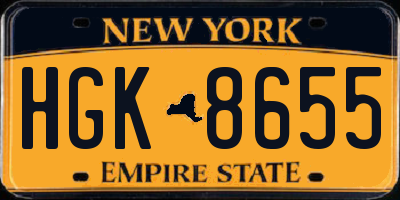 NY license plate HGK8655