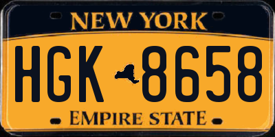 NY license plate HGK8658