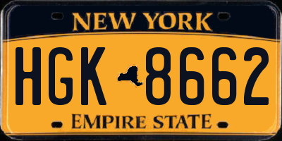 NY license plate HGK8662