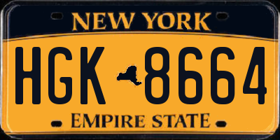 NY license plate HGK8664