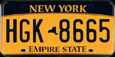 NY license plate HGK8665