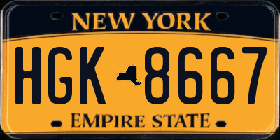 NY license plate HGK8667