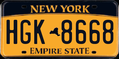 NY license plate HGK8668