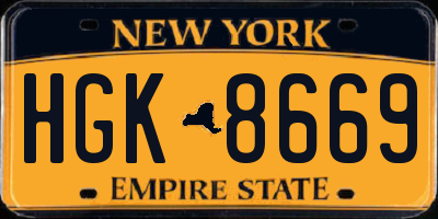 NY license plate HGK8669