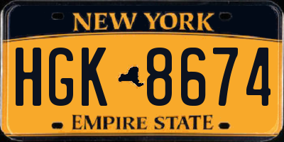 NY license plate HGK8674