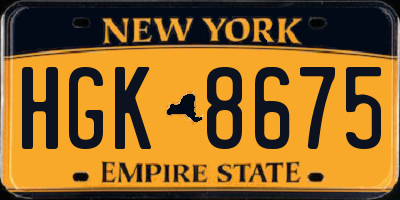 NY license plate HGK8675