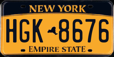 NY license plate HGK8676