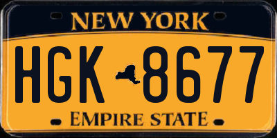 NY license plate HGK8677