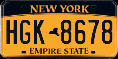 NY license plate HGK8678