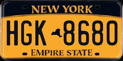 NY license plate HGK8680