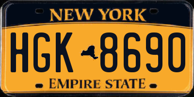 NY license plate HGK8690