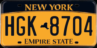 NY license plate HGK8704