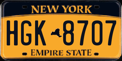 NY license plate HGK8707