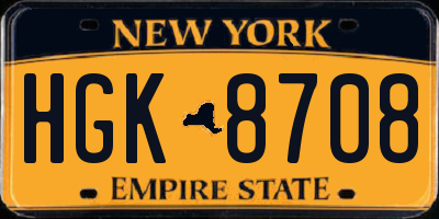 NY license plate HGK8708