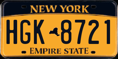 NY license plate HGK8721
