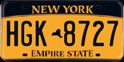 NY license plate HGK8727