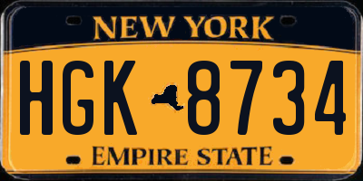 NY license plate HGK8734