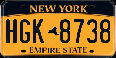 NY license plate HGK8738