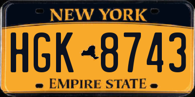 NY license plate HGK8743