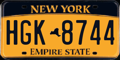 NY license plate HGK8744