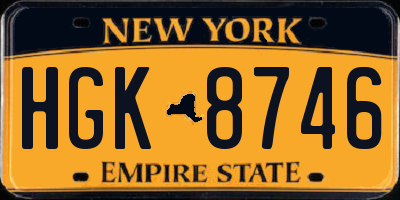 NY license plate HGK8746