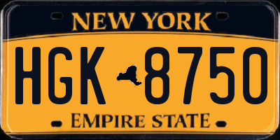 NY license plate HGK8750
