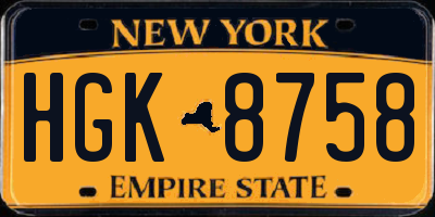 NY license plate HGK8758