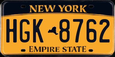 NY license plate HGK8762